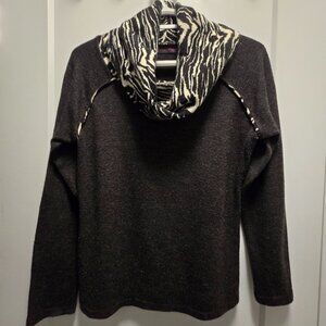 ELENA WANG Women's Zebra Print Cowl Collar Long Sleeves Knit Sweater - Sz Large